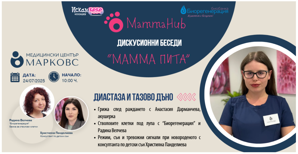 Дискусионна беседа Mamma пита в МЦ МАРКОВС: Възстановяване след раждане, грижа за новороденото и важни решения за бъдещите родители